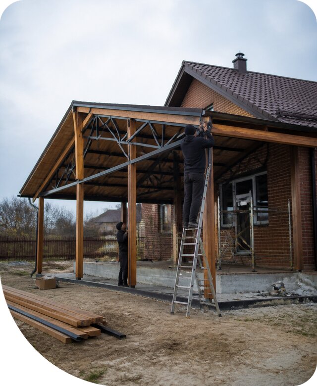 Пристройка навеса к дому и участку в Кинешме под ключ